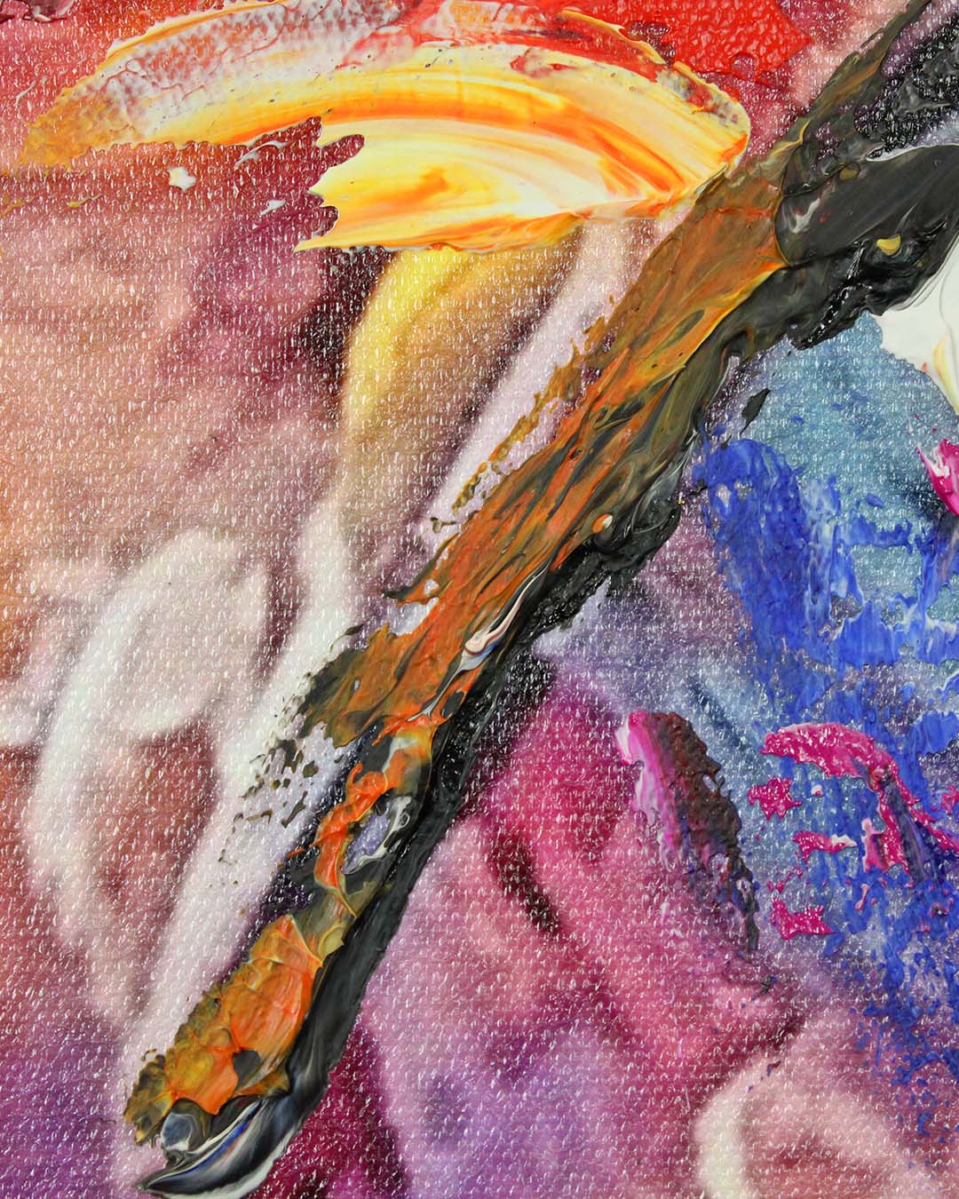 Spectrum colourful rainbow feather wall art close-up of the feather quill
