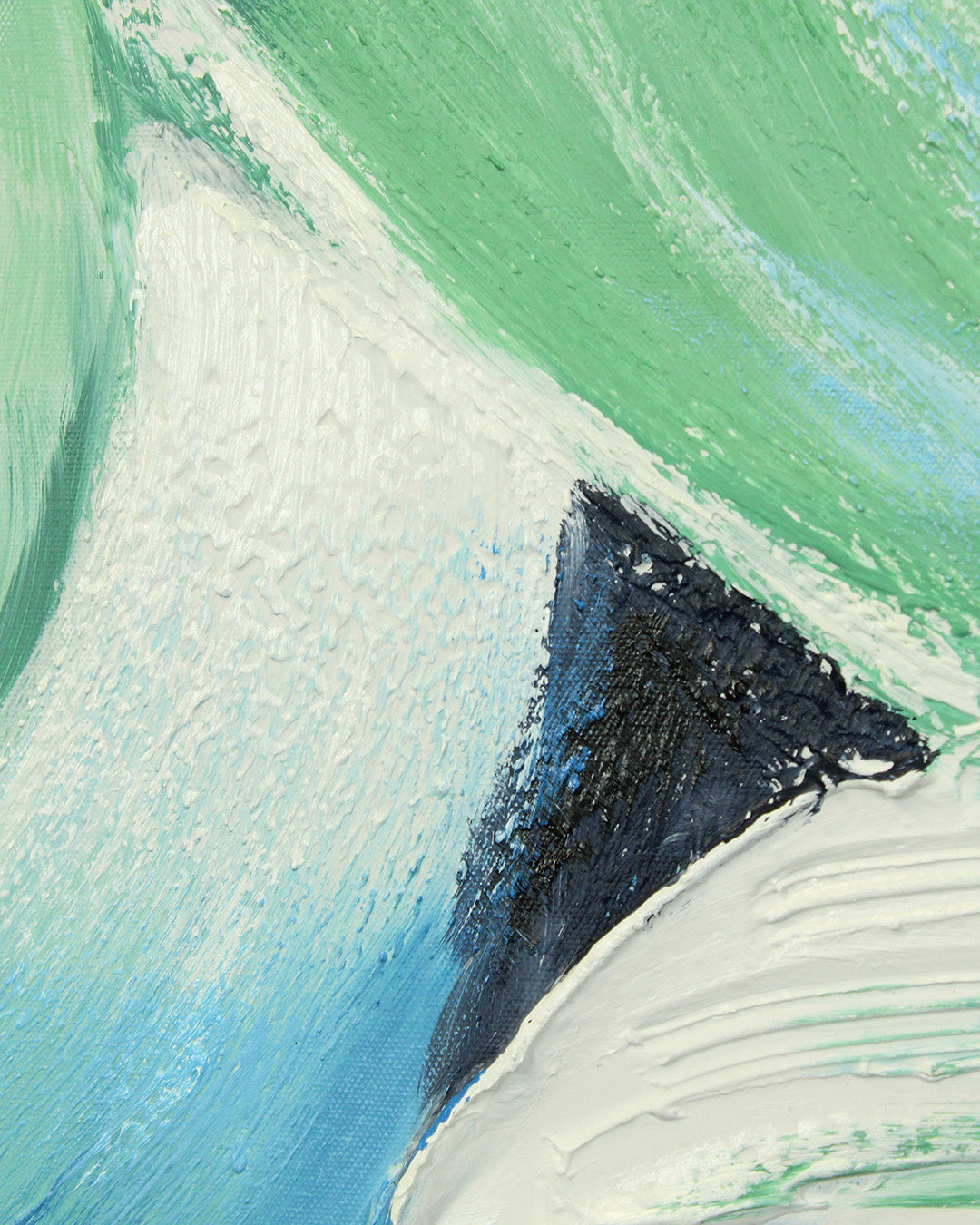 Surge blue wave canvas art close-up of the textured paint