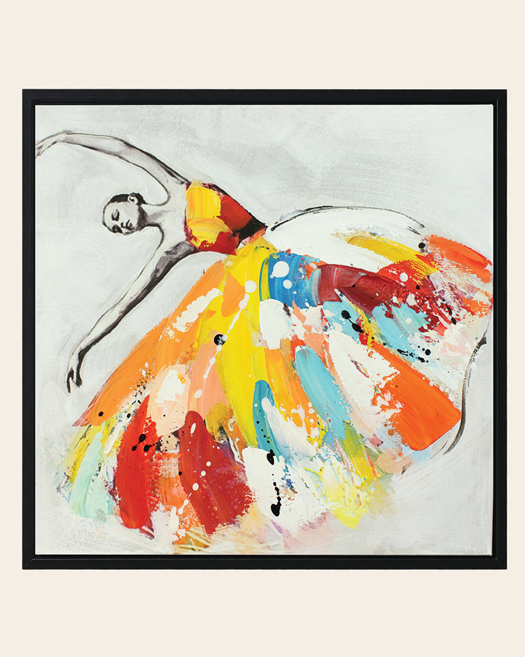 Symphony dancer wall art set of 4 first canvas, dancer in orange and yellow