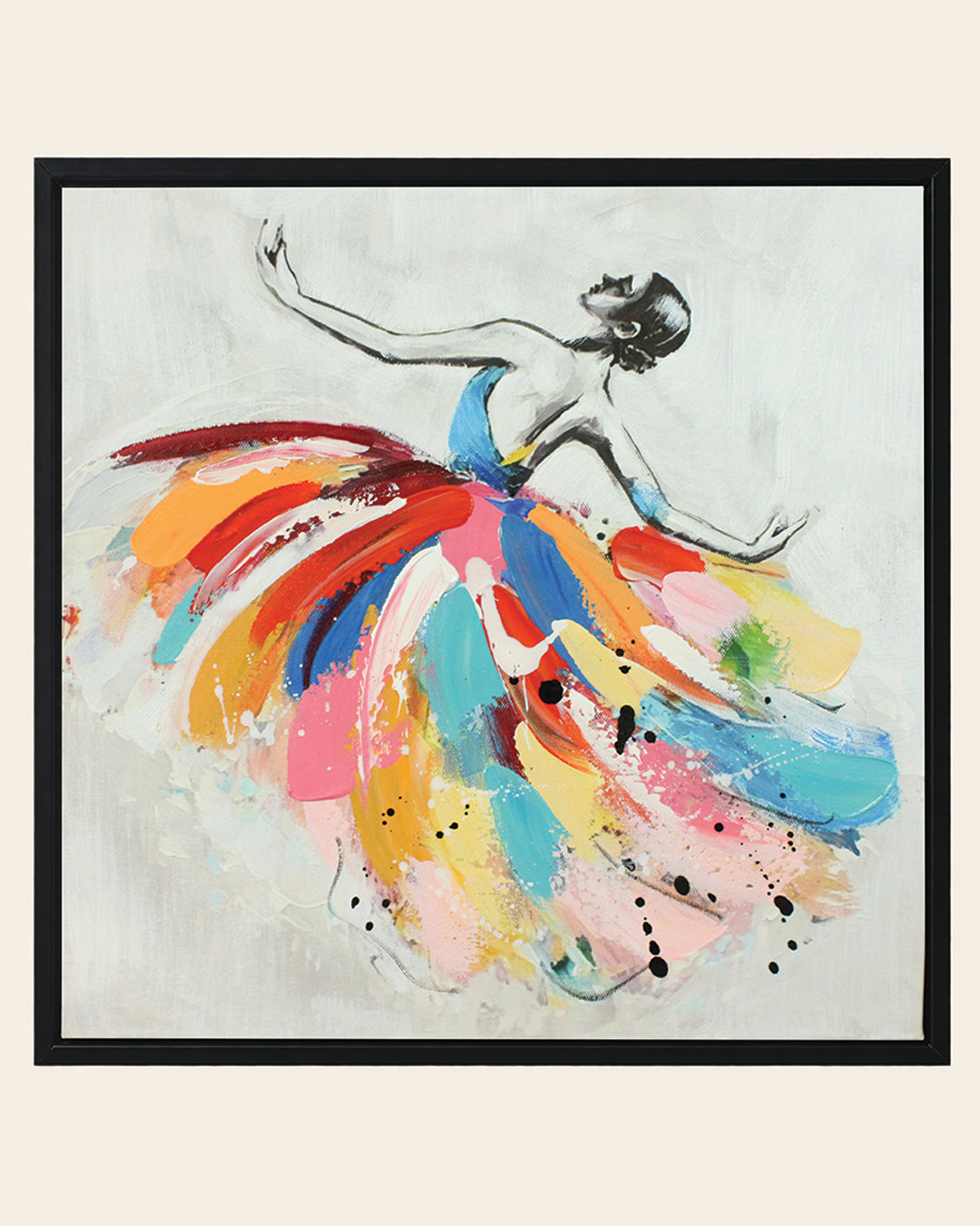 Symphony dancer wall art set of 4 second canvas, dancer in pink and blue