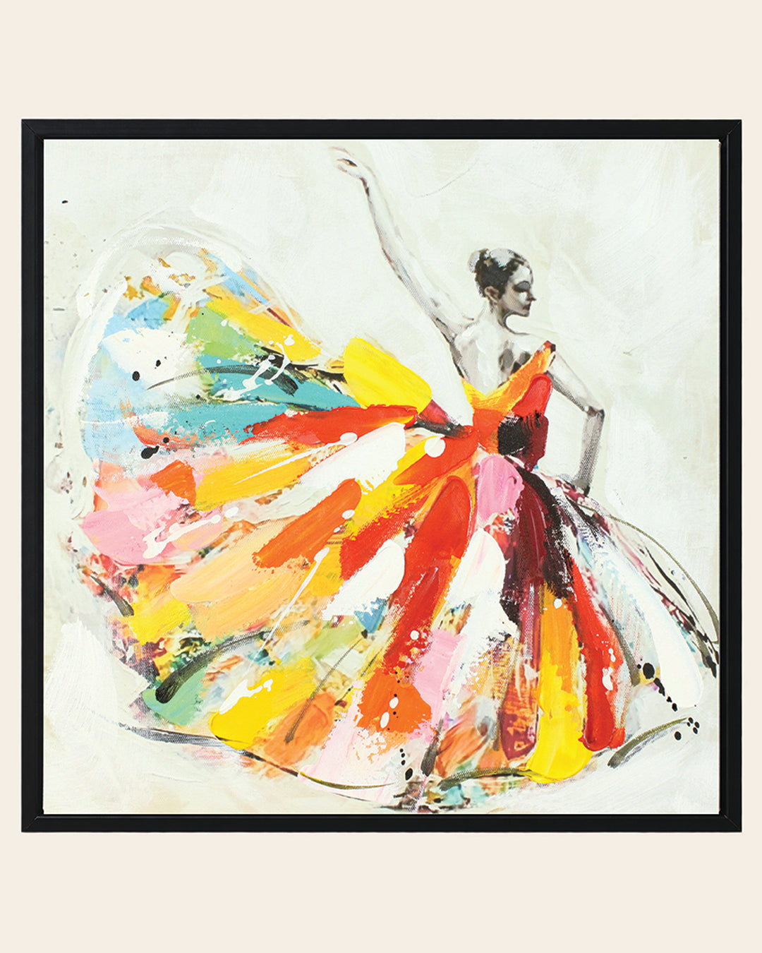 Symphony dancer wall art set of 4 fourth canvas, dancer in rainbow colours