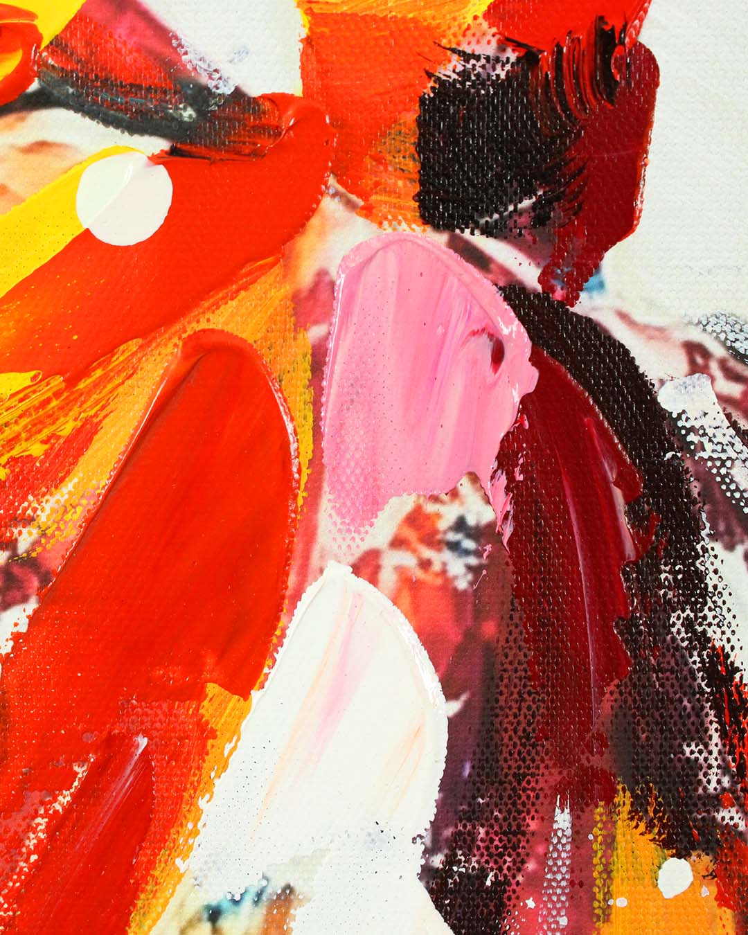 Symphony dancer wall art set of 4 close-up of the textured paint