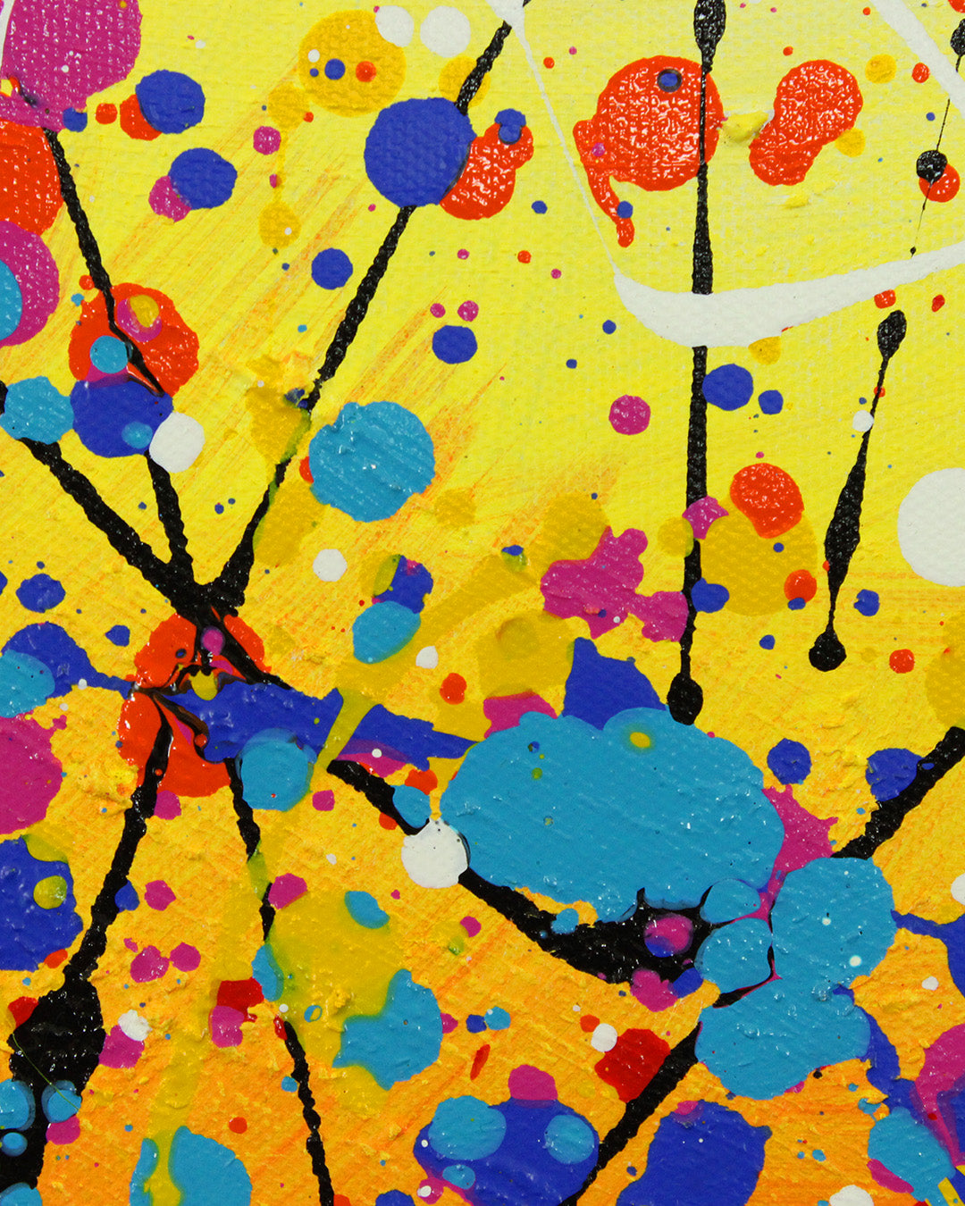Syncopation splatter abstract painting close-up of the textured paint