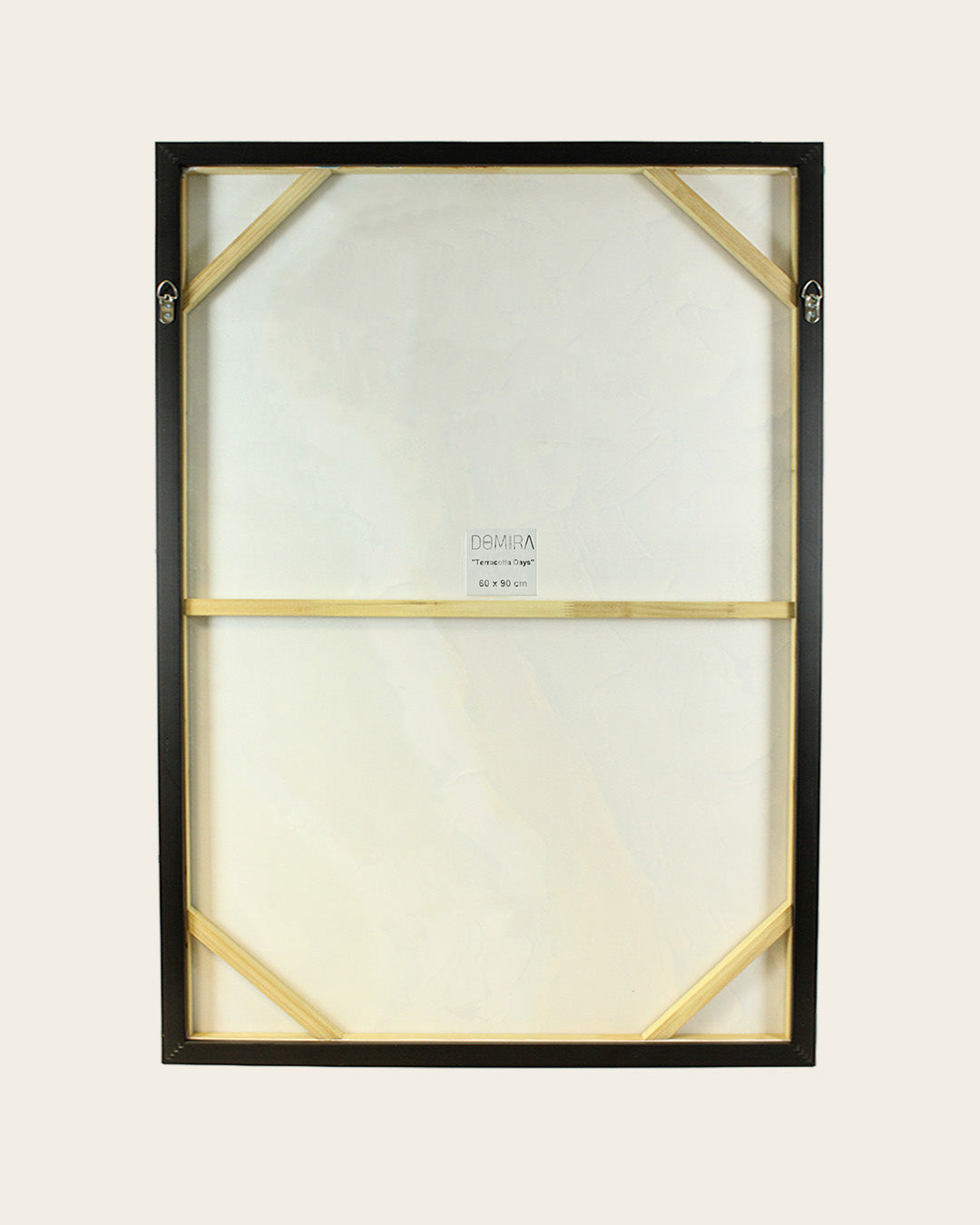 Terracotta Days neutral still life wall art back of the framed canvas