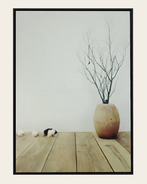 Terracotta Days neutral still life wall art front view in a black frame