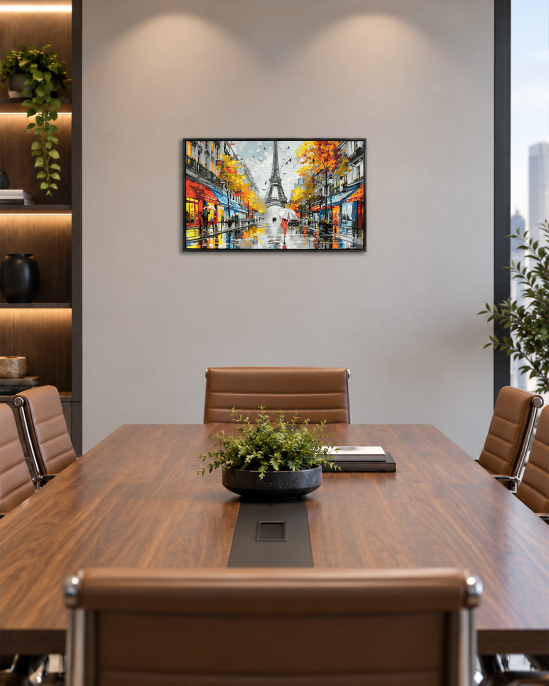 That Afternoon in Paris Eiffel Tower resin wall art in a meeting room