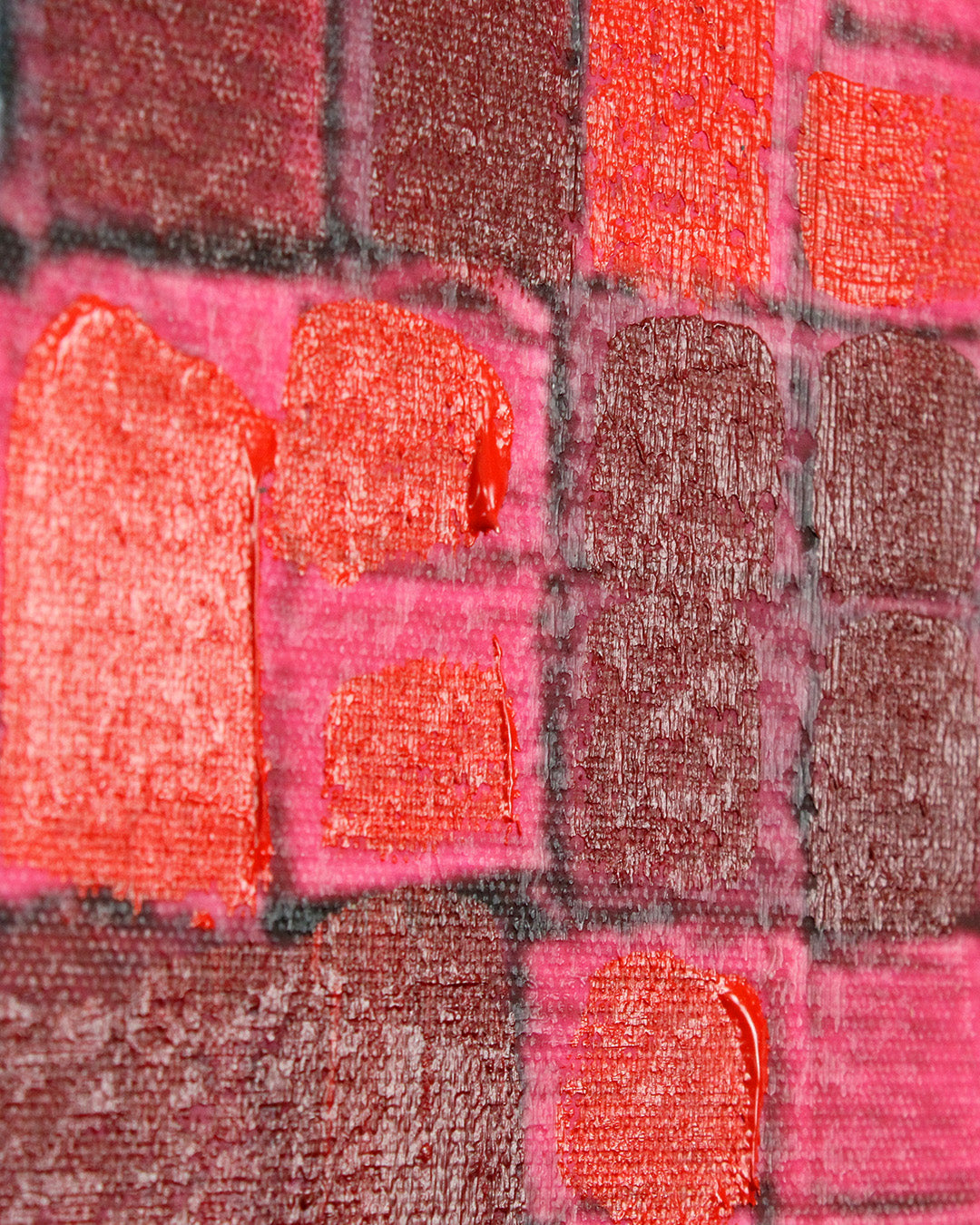 The Bear Who Stayed colourful bear wall art close-up of the textured colour blocks