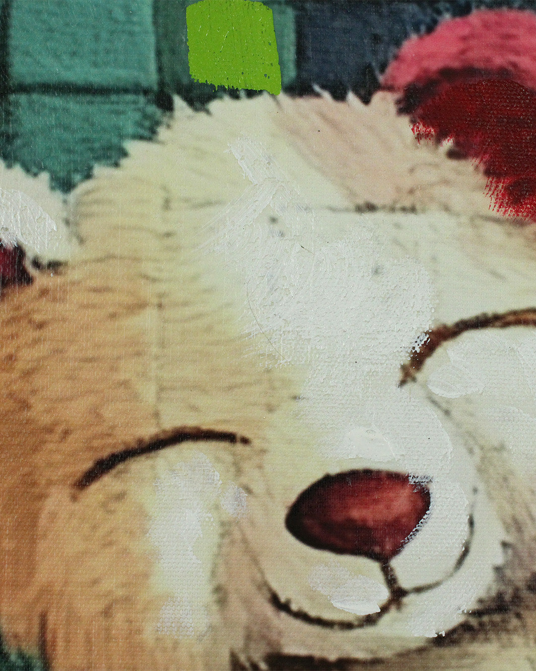 The Bear Who Stayed colourful bear wall art close-up of the bear's face