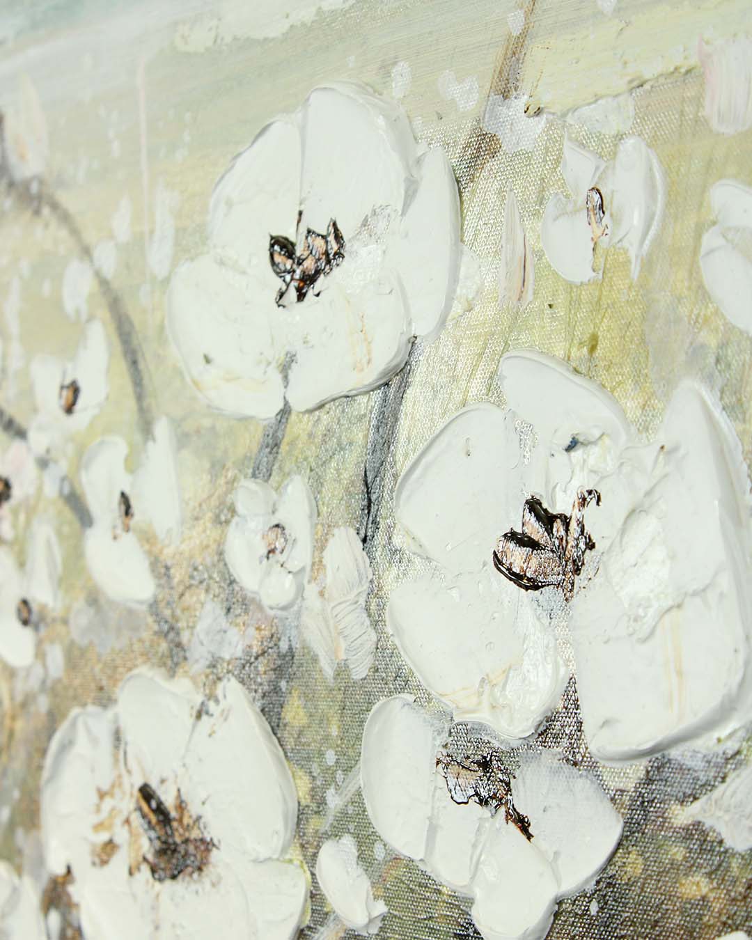 The Calm Before white poppy painting close-up of the brushwork