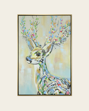 The Crowned Stag woodland animal painting front view