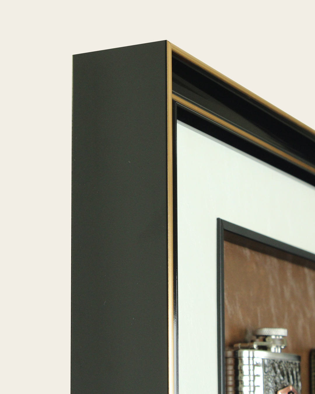 The Gentleman's Hour whisky and cigar 3D shadow box wall art shadow box frame side profile