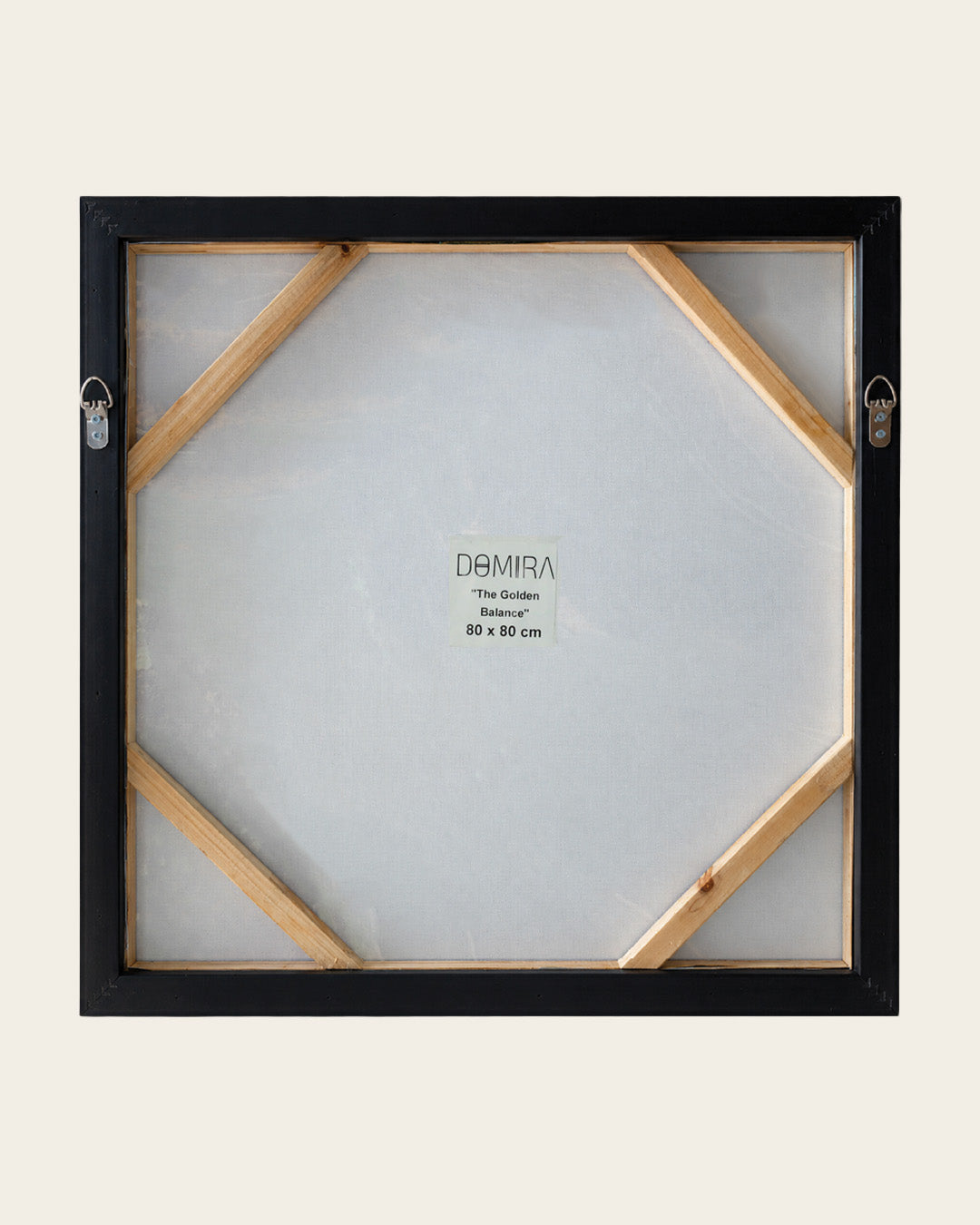 The Golden Balance gold botanical wall art back of the framed canvas