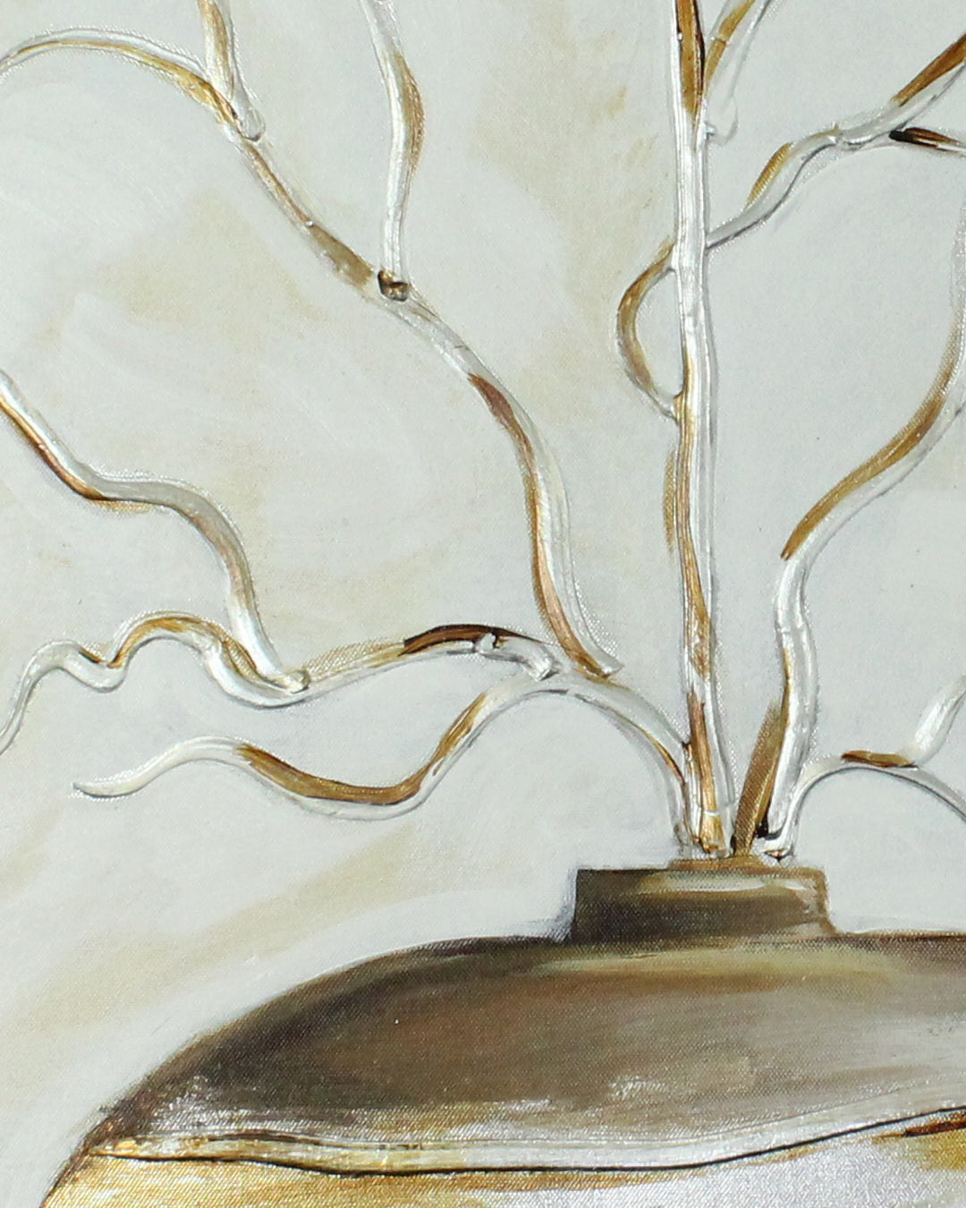 The Golden Balance gold botanical wall art close-up of the brushwork