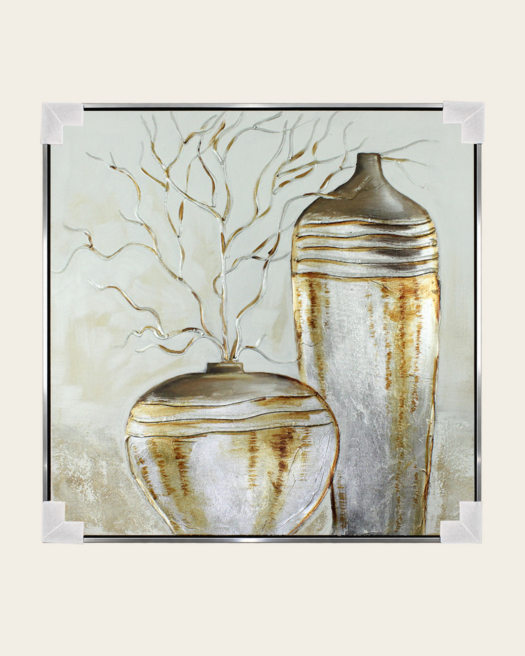 The Golden Balance gold botanical wall art with corner protectors for delivery