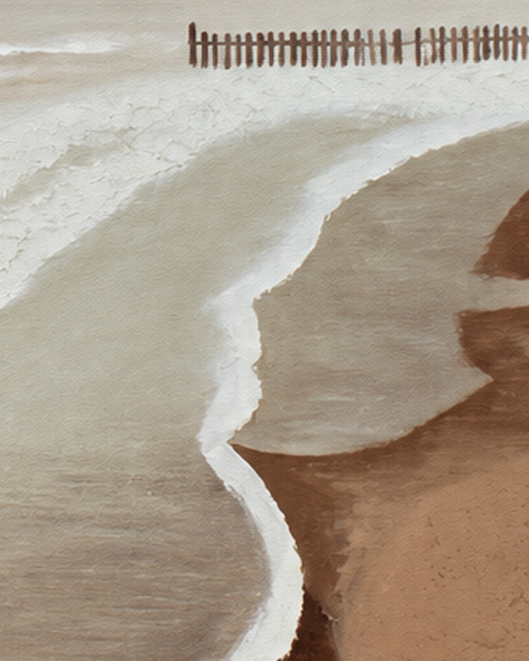 The Long Horizon abstract coastal painting close-up of the brushwork