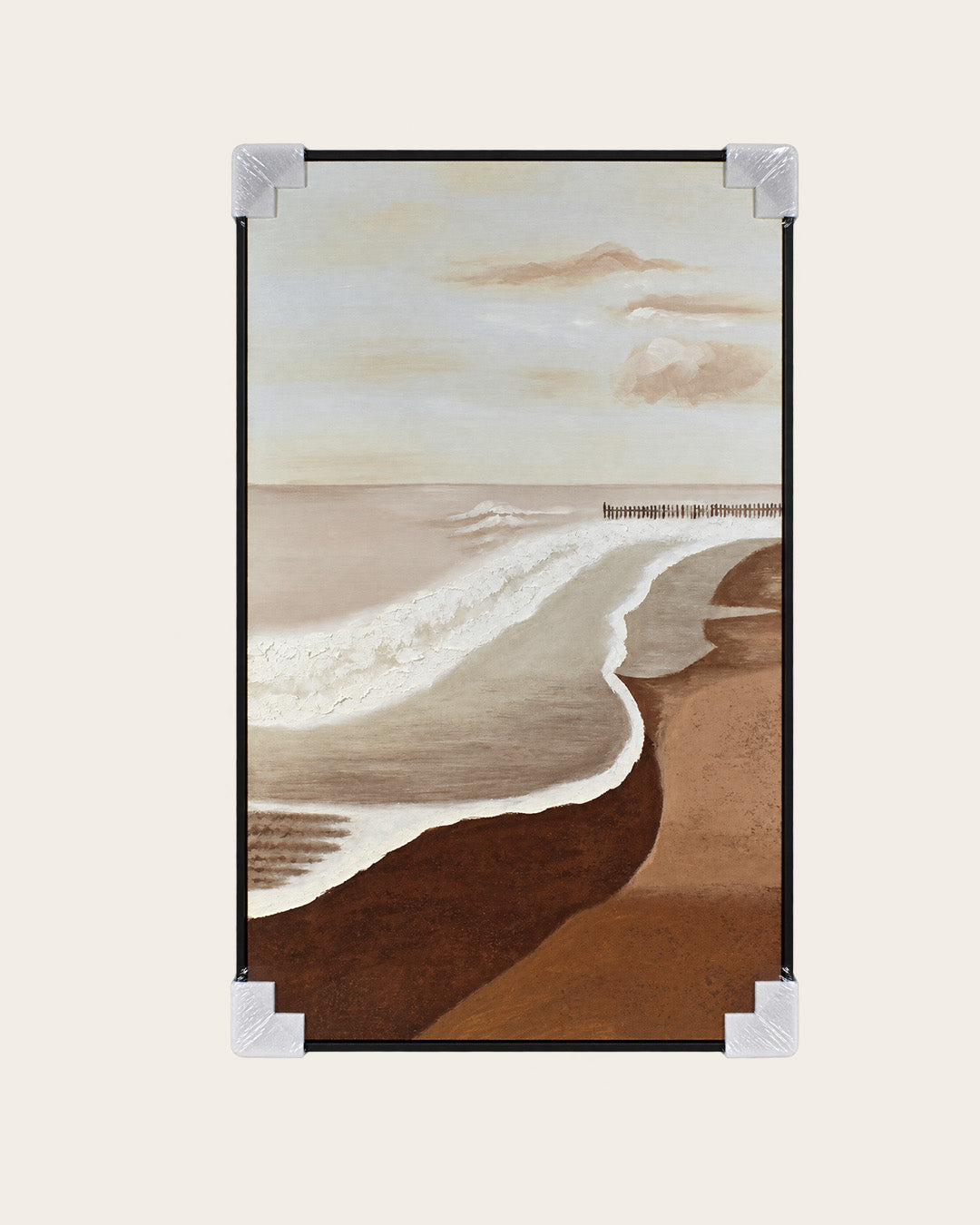 The Long Horizon abstract coastal painting with corner protectors for delivery