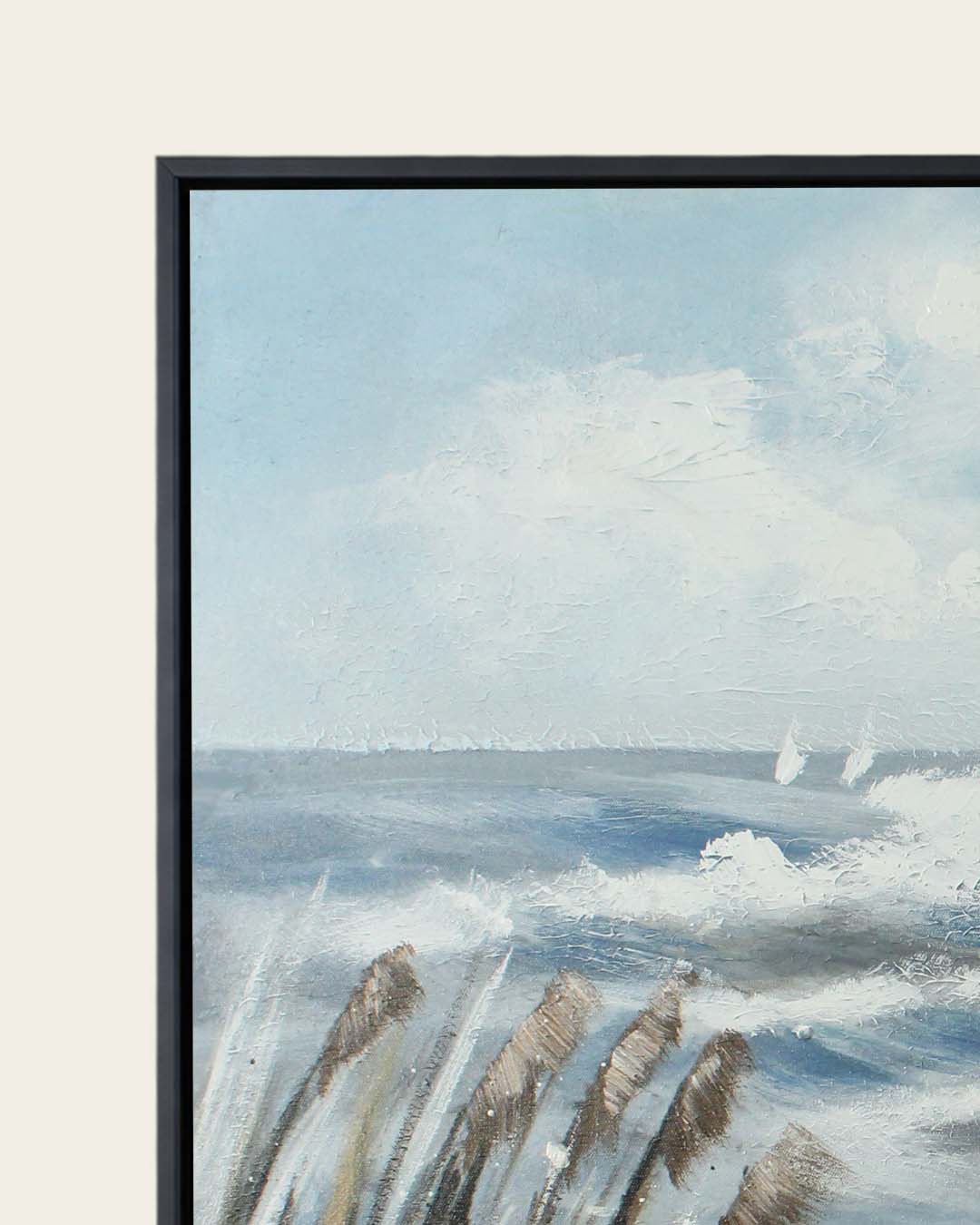 The Long Wait rowing boat painting frame corner detail