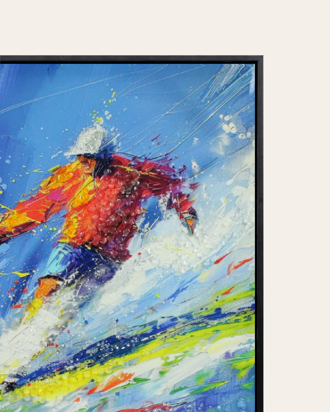 The Moment Before football resin wall art black wood grain frame corner detail