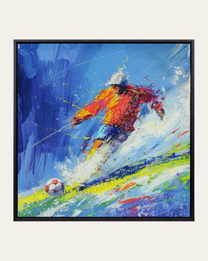 The Moment Before football resin wall art front view in a black wood grain frame