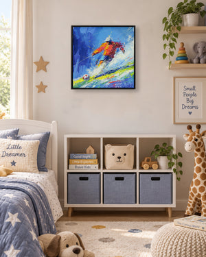 The Moment Before football resin wall art in a kids bedroom