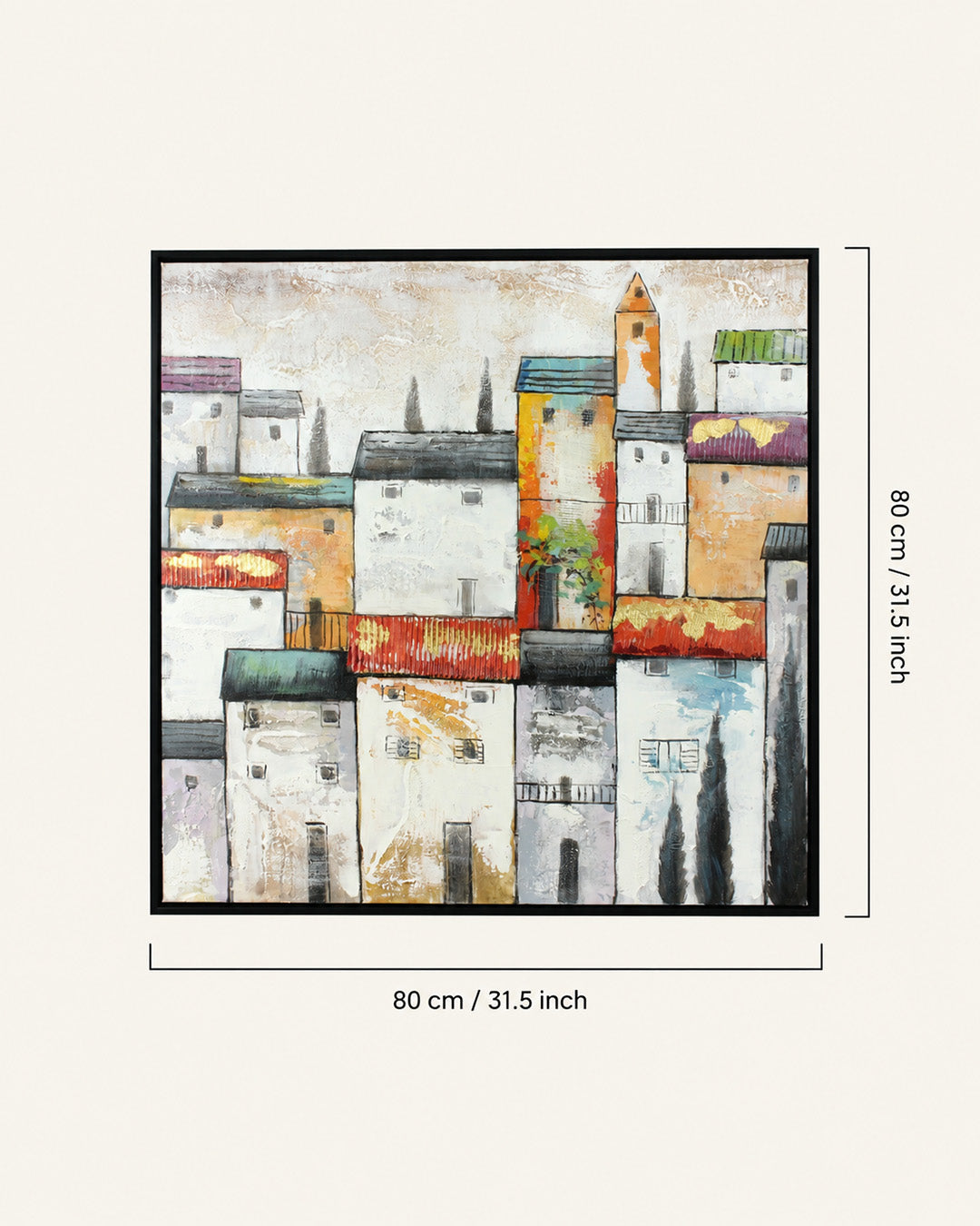 The Old Quarter Mediterranean village painting with dimensions