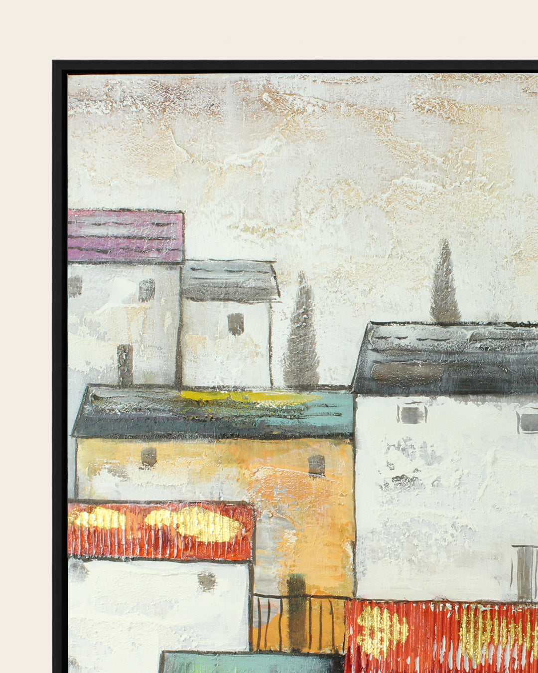 The Old Quarter Mediterranean village painting frame corner detail