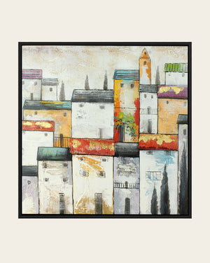 The Old Quarter Mediterranean village painting front view