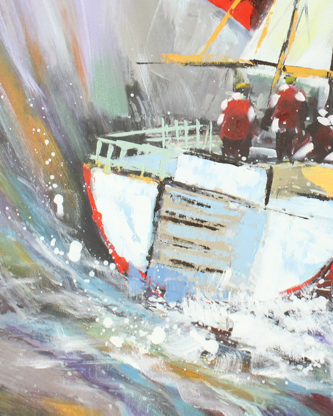 The Painted Voyage fishing boat painting close-up of the brushwork