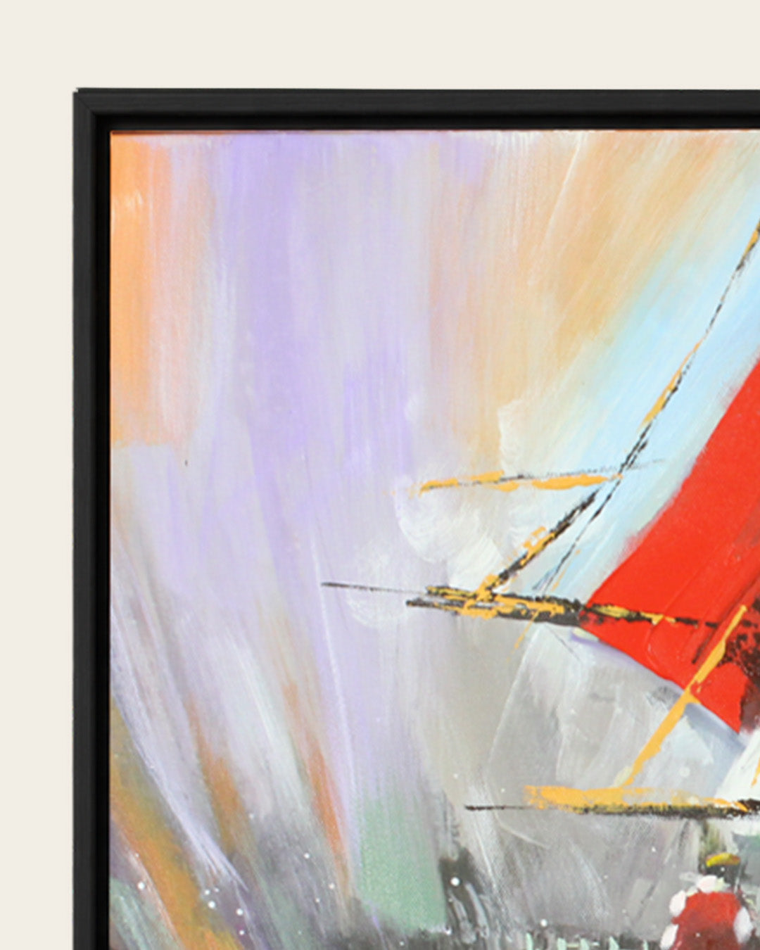 The Painted Voyage fishing boat painting frame corner detail
