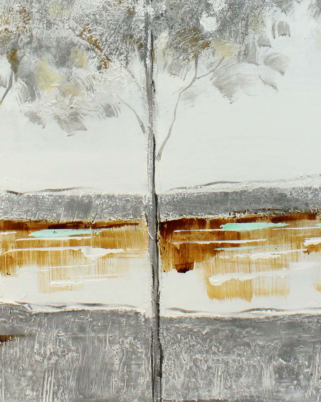 The Quiet Grove silver birch painting close-up of the brushwork