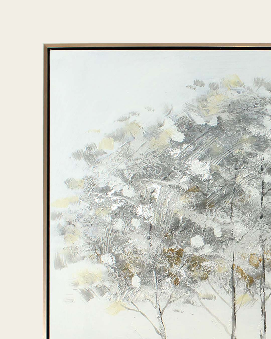 The Quiet Grove rose gold frame corner detail