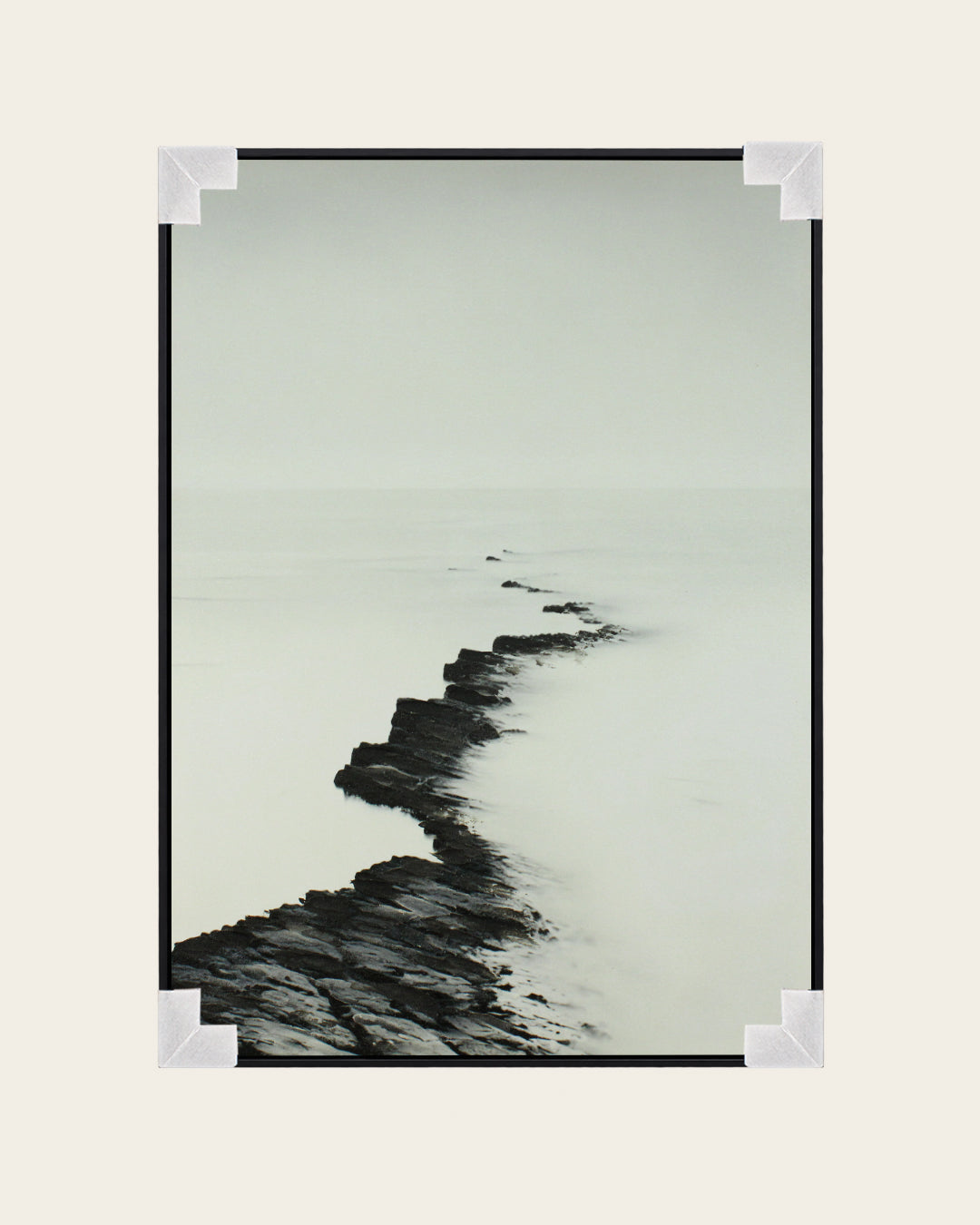 The Ridge minimalist seascape wall art with corner protectors for delivery