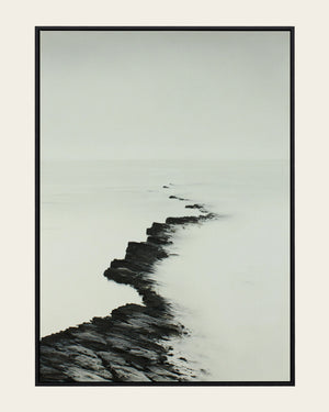 The Ridge minimalist seascape wall art front view in a black frame