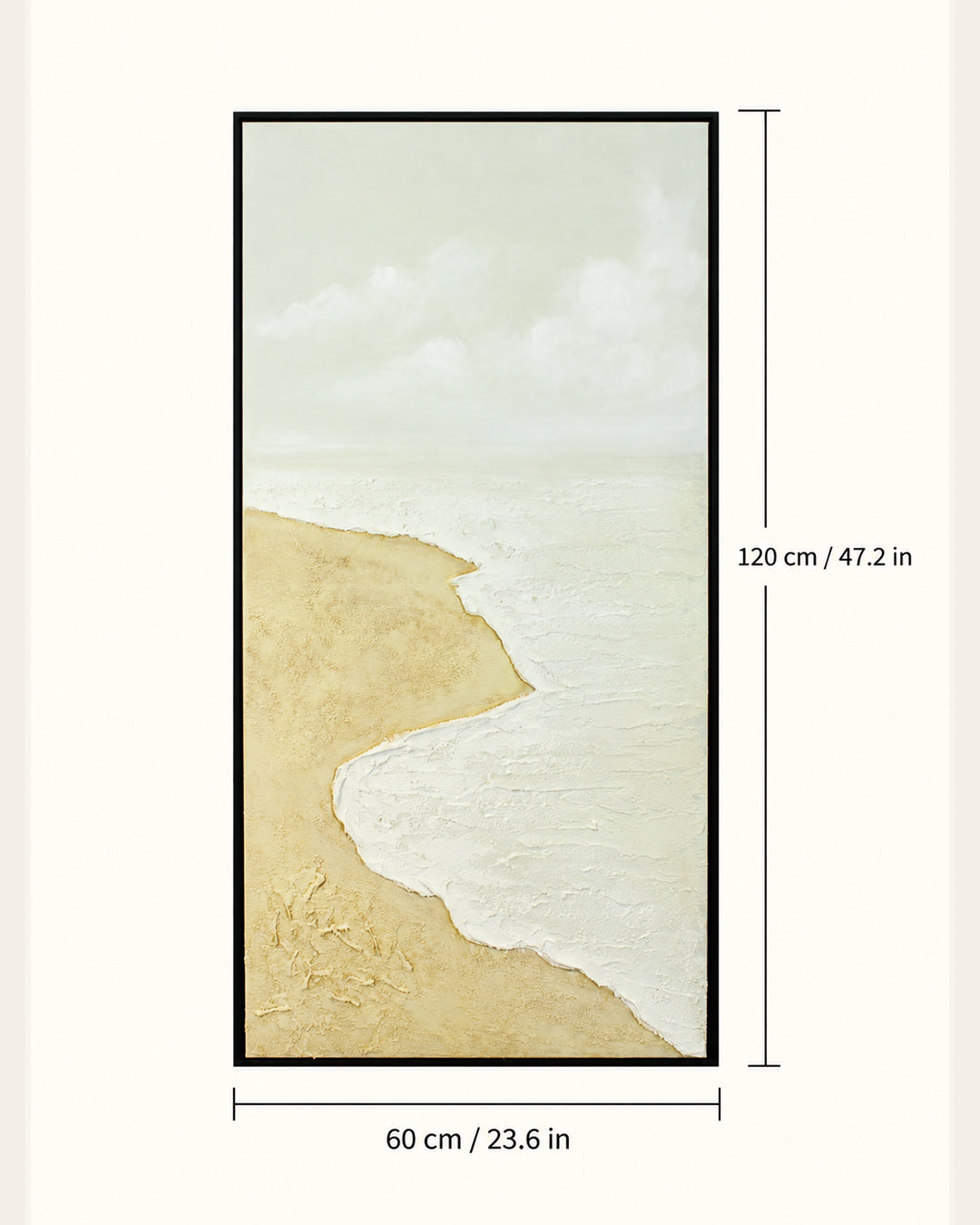 The Sea Comes Home minimalist beach painting with dimensions