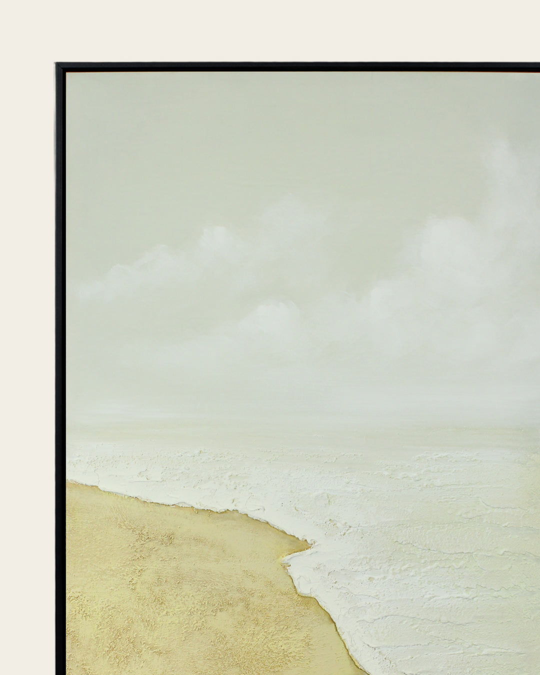 The Sea Comes Home minimalist beach painting frame corner detail