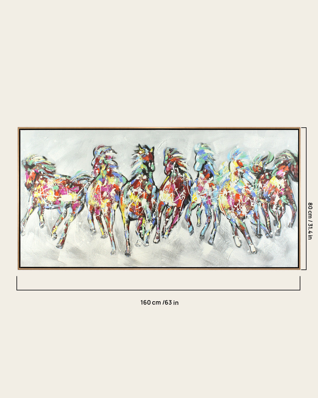 The Seven Horses equestrian wall art with dimensions
