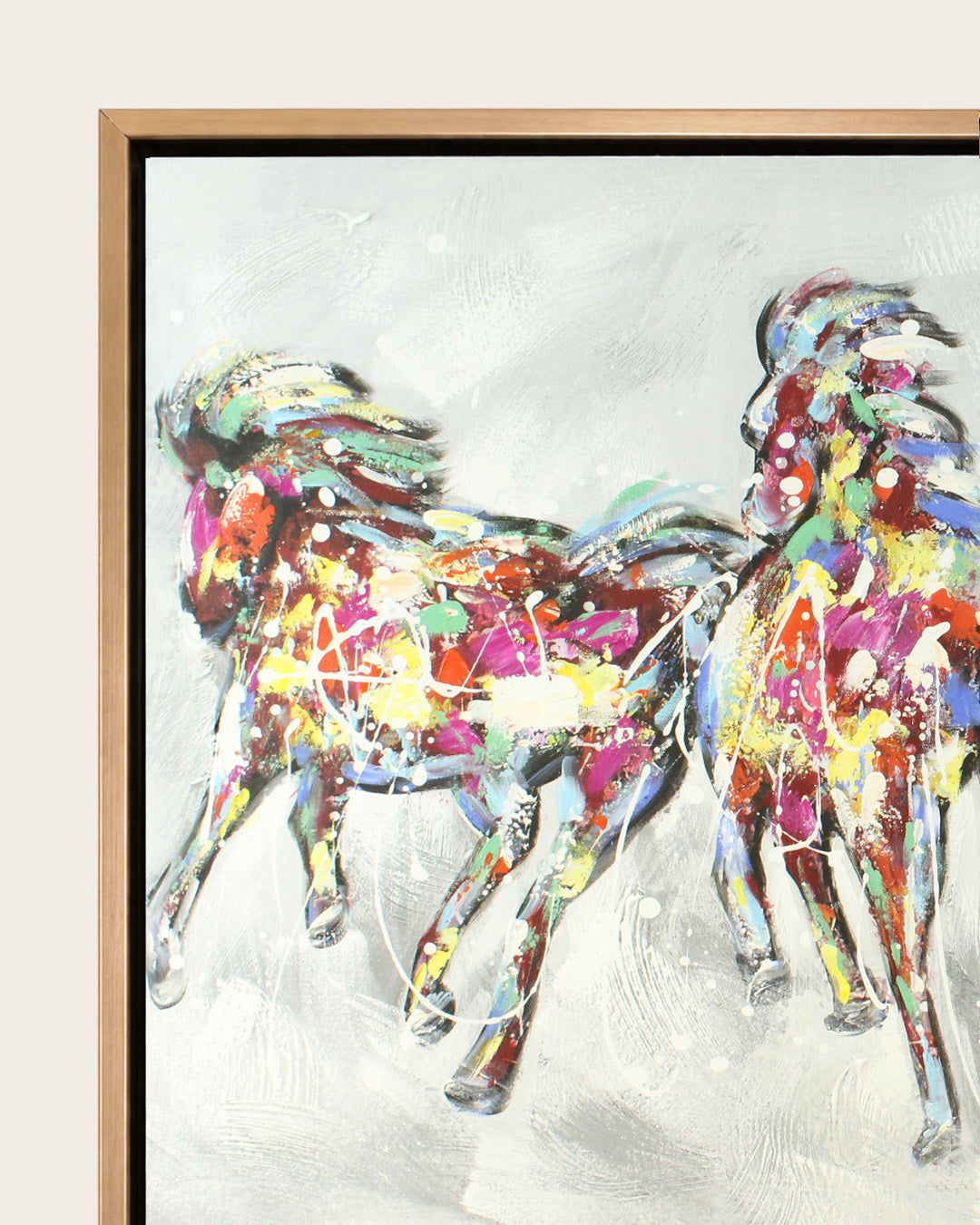 The Seven Horses rose gold frame corner detail