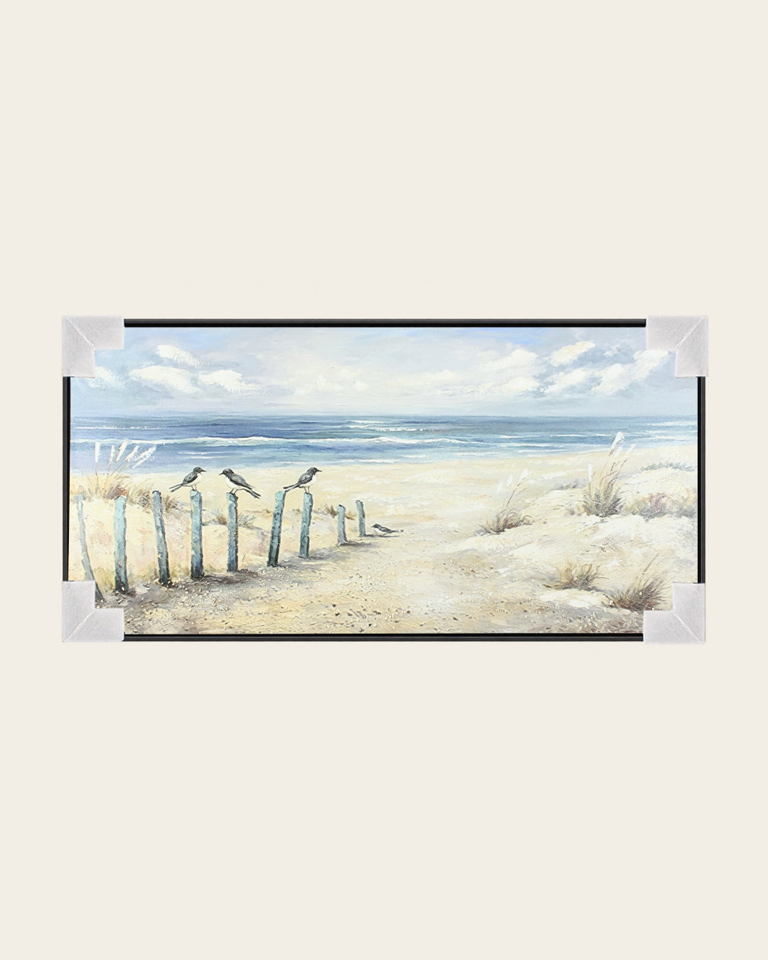 The Turning beach posts wall art with corner protectors for delivery