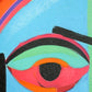 The Unsaid cubist face LED wall art close-up of the painted eye