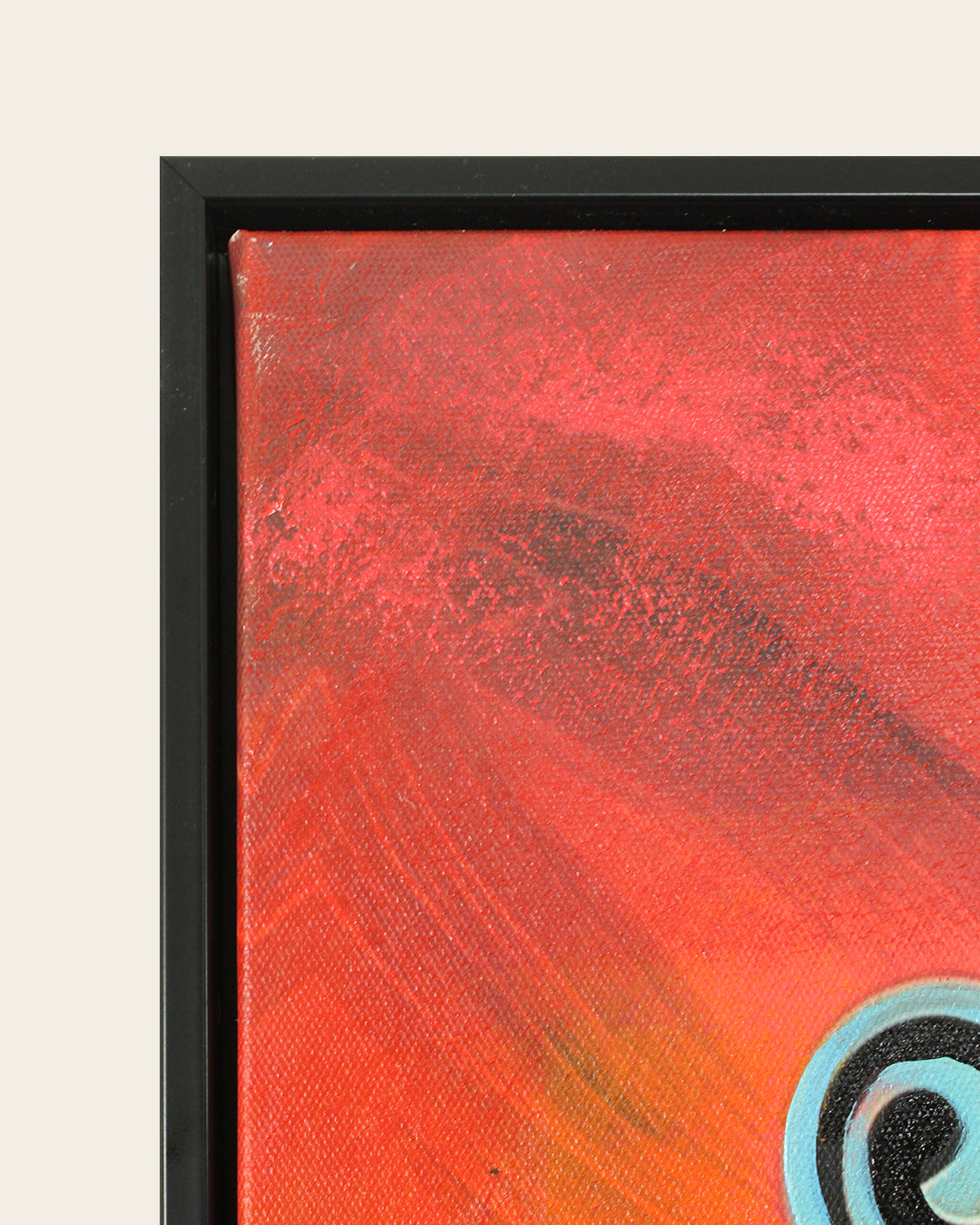 The Unsaid cubist face LED wall art black frame corner detail