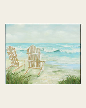 The View We Kept beach house wall art front view in a white frame