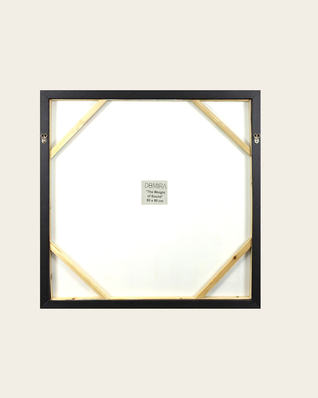 The Weight of Sound cello wood and metal wall art back of the artwork
