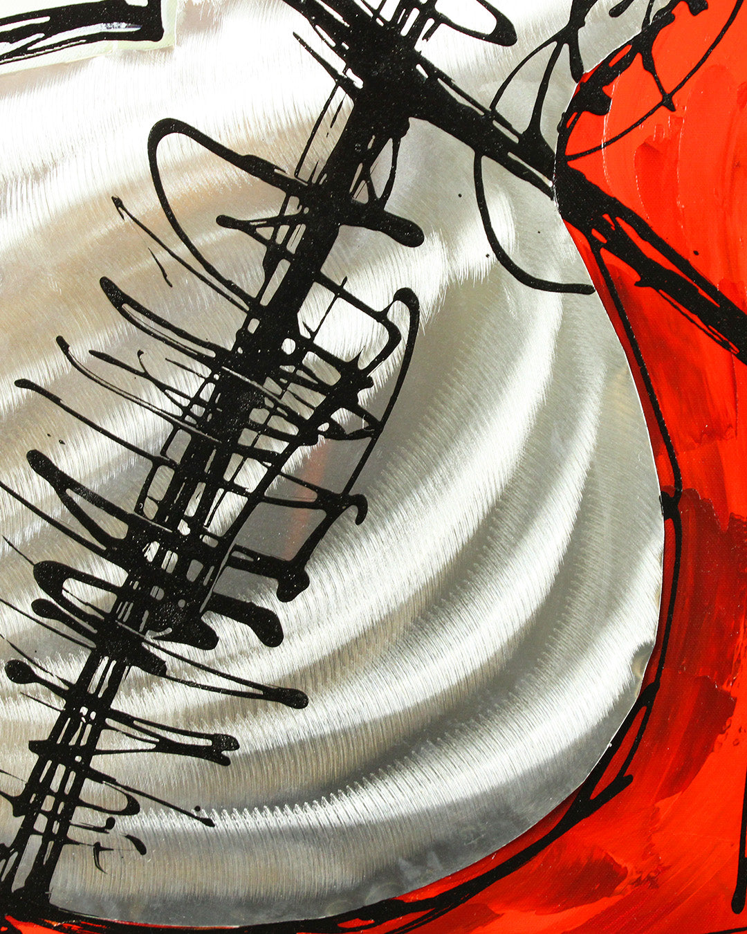 The Weight of Sound cello wood and metal wall art close-up of the metal cello