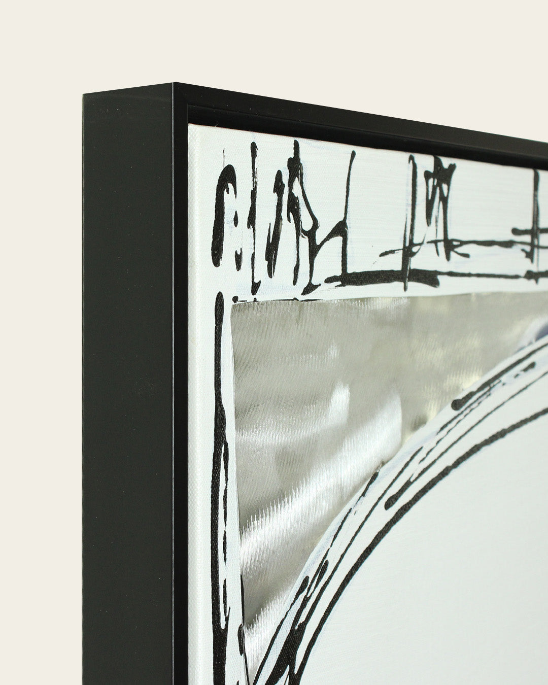 The Weight of Sound cello wood and metal wall art black frame side profile