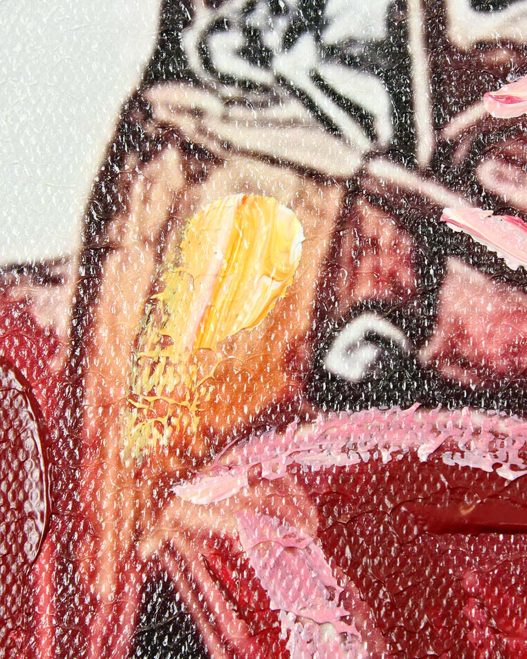 Three of a Kind classic car wall art close-up of the red car brushwork