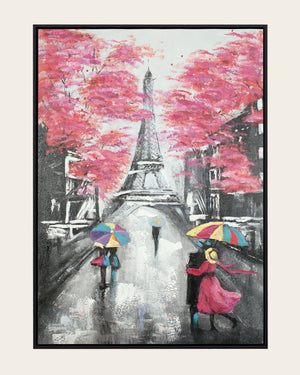 Toward the Tower paris cityscape wall art front view in a black frame