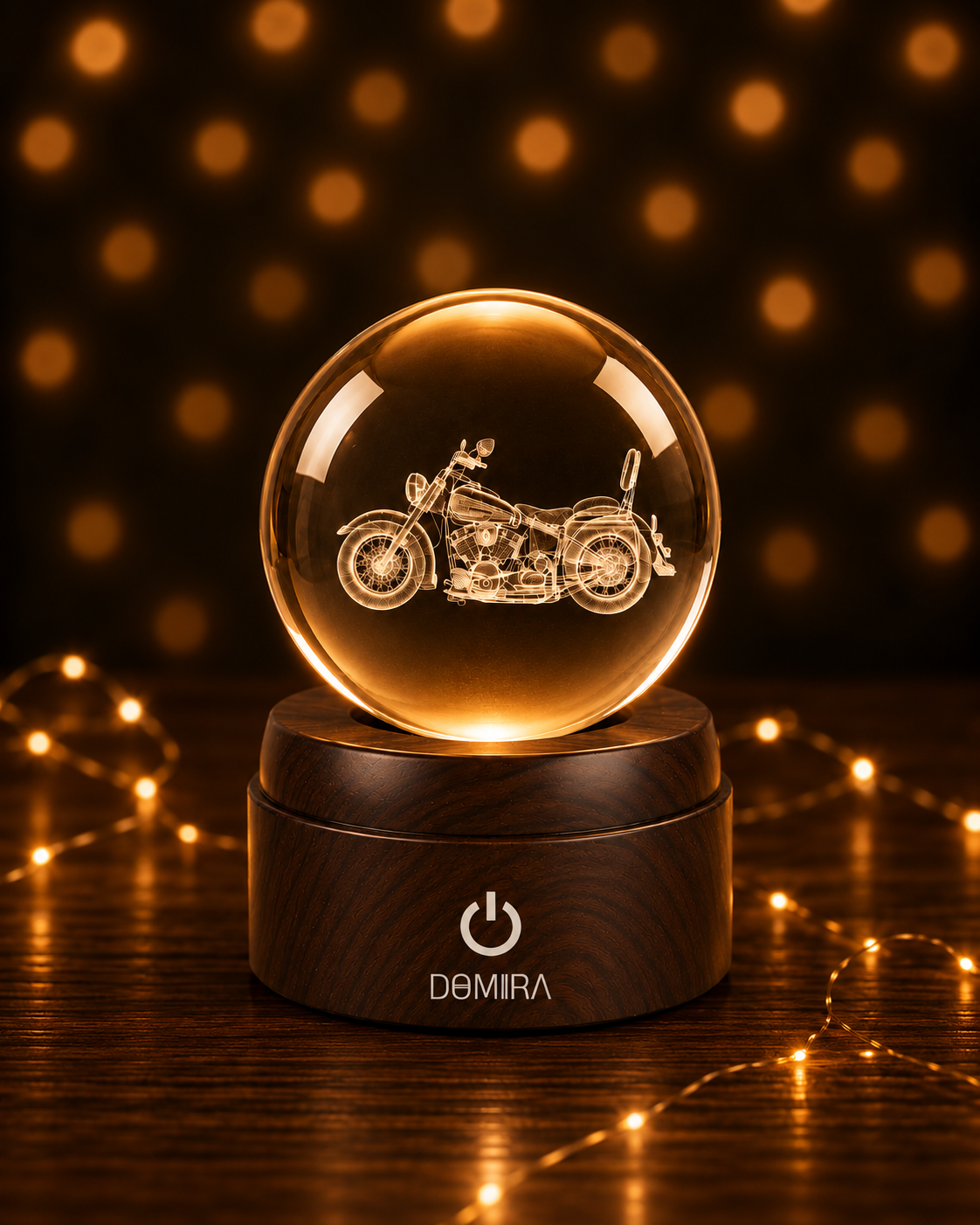 Freedom Ride crystal globe glowing warm amber