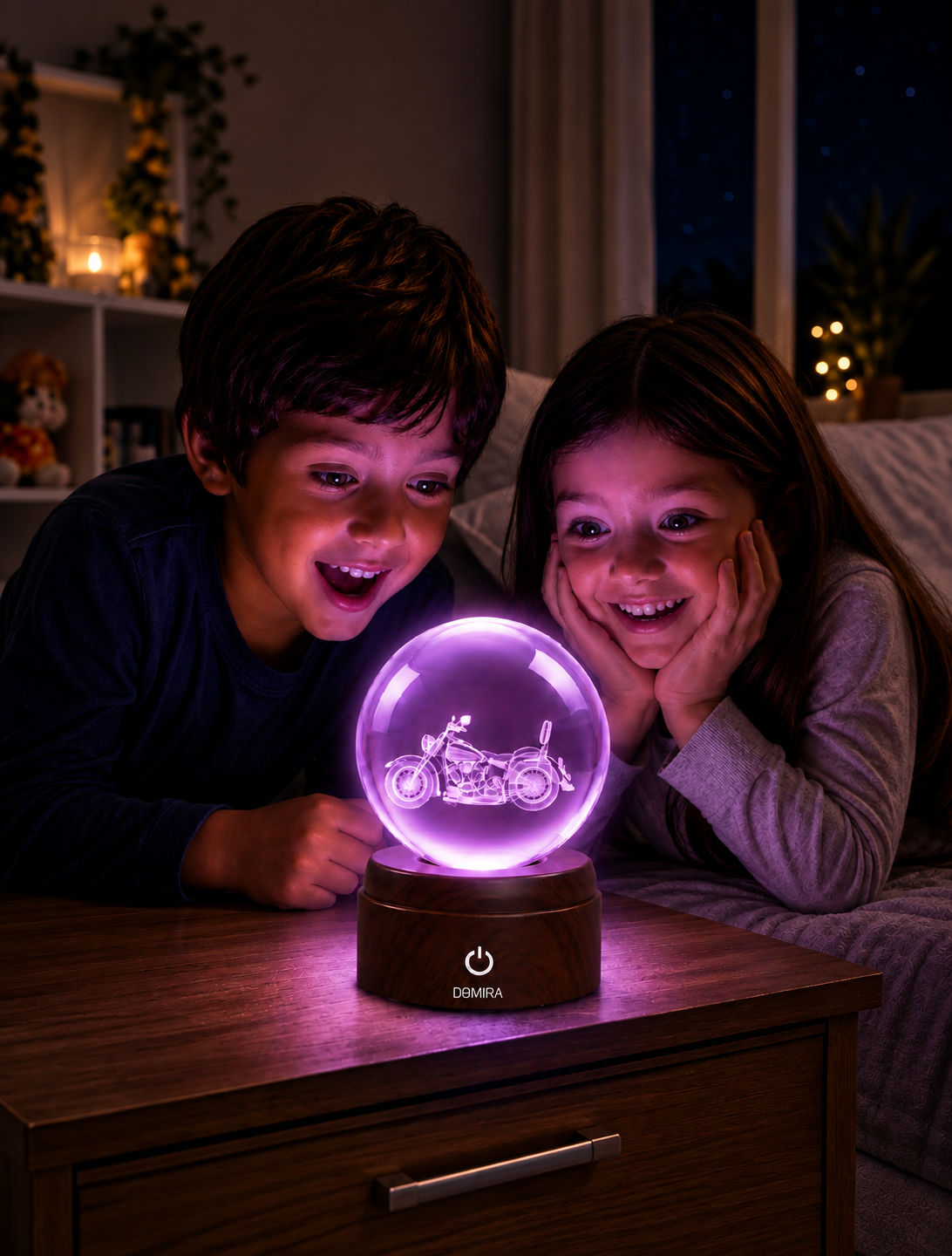 Two children admiring the Freedom Ride crystal globe