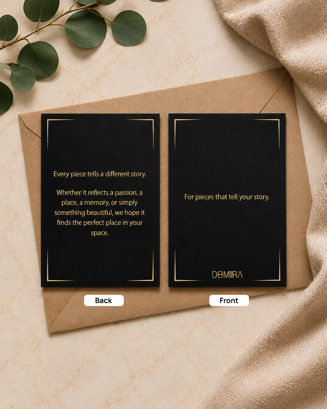 DOMIRA gifting card front and back