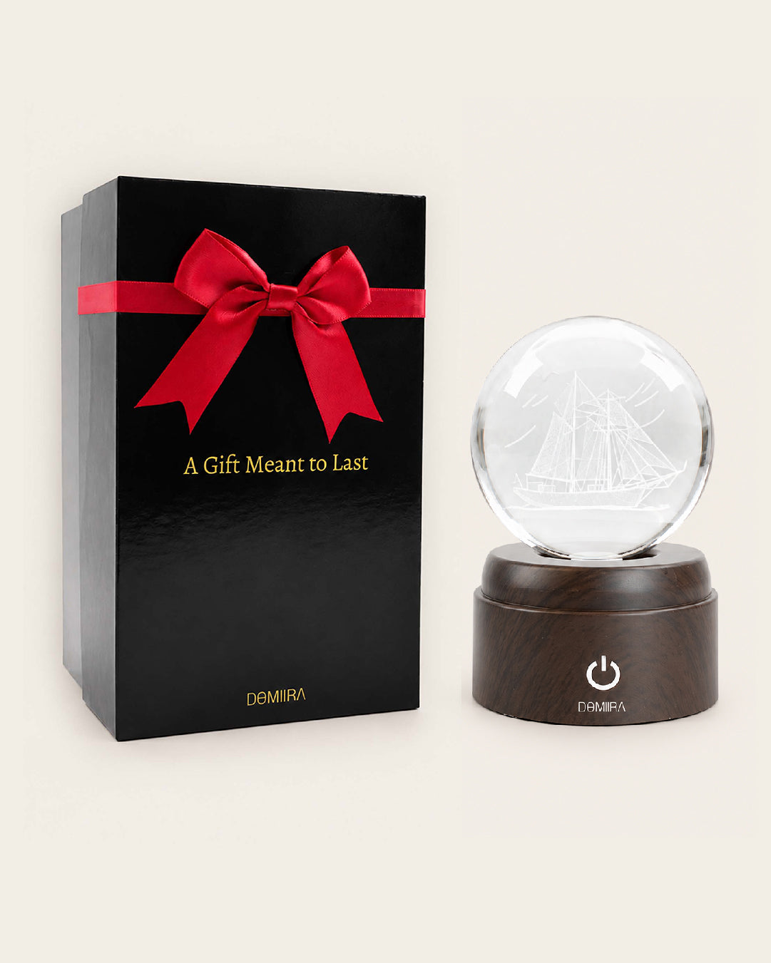 Ocean Wanderer crystal globe with its gift box